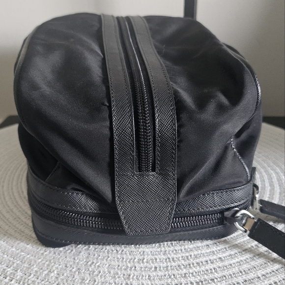 Prada Black Nylon Toiletry Bag with Logo Plaque - Picture 5 of 16